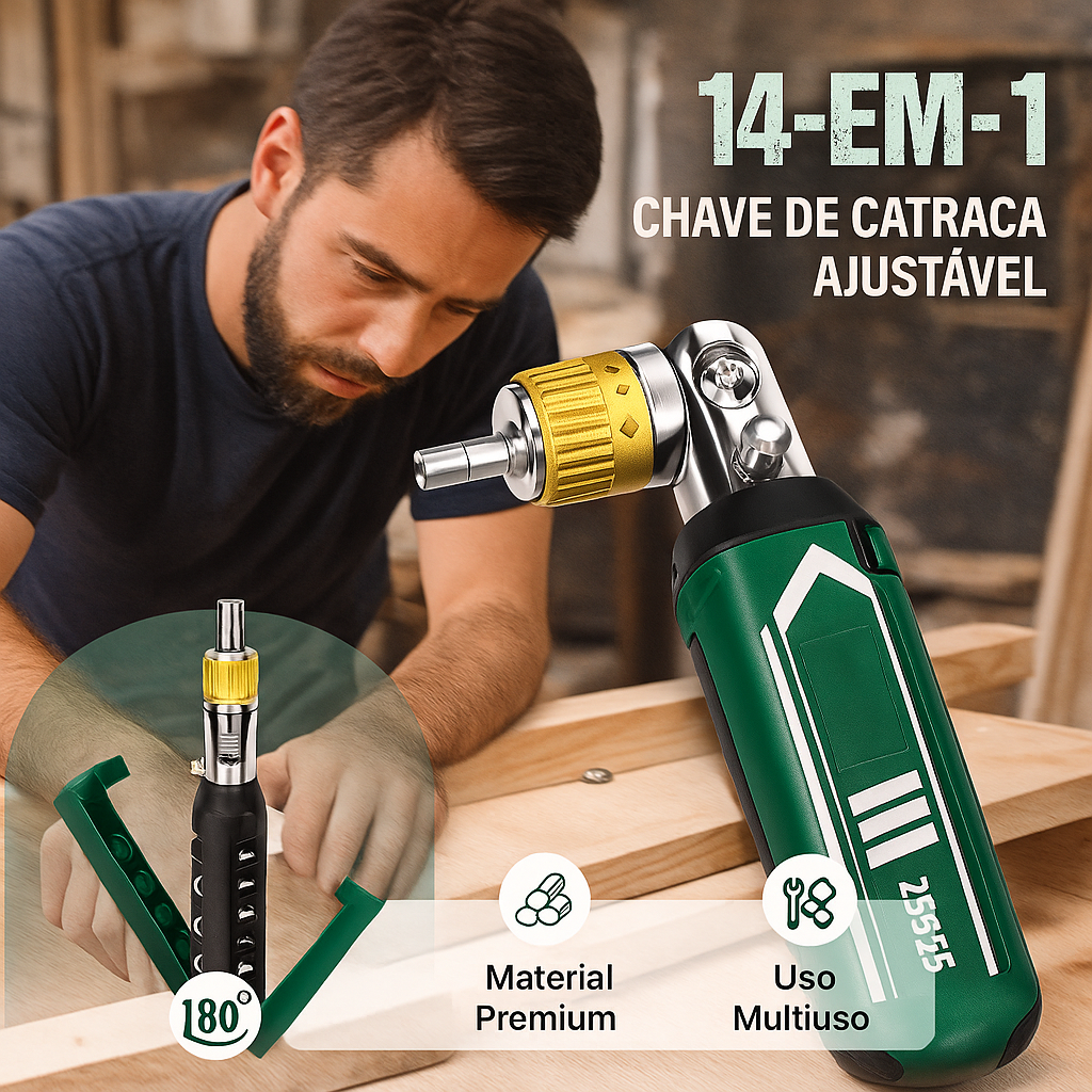 Chevix® - Chave de fendas ajustável com catraca 14 em 1