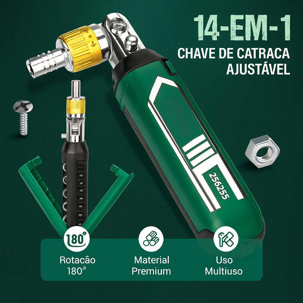 Chevix® - Chave de fendas ajustável com catraca 14 em 1